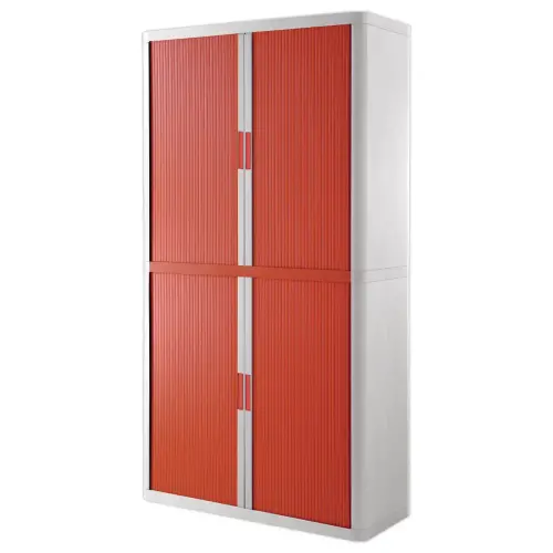 Armoire haute &agrave; rideaux Easyoffice - Blanc et rouge - PAPERFLOW 