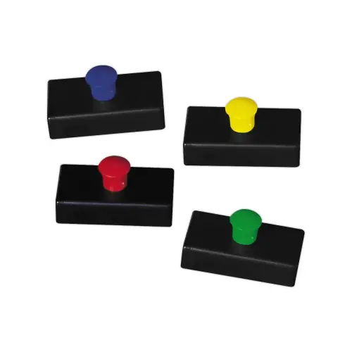 4 Aimants rectangulaires &agrave; bouton - 27 x 14 mm 