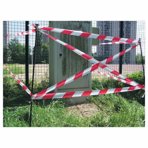 Ruban de signalisation rouge et blanc - 100 m x 50 mm - Viso 