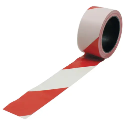 Ruban de signalisation rouge et blanc en plastique 500 m x 80 mm 
