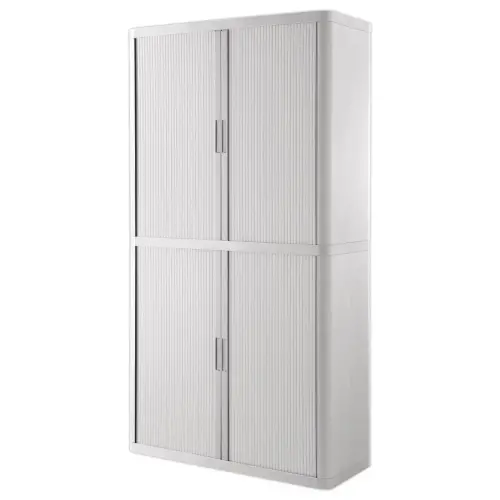 Armoire haute &agrave; rideaux blancs Easyoffice - Blanc - PAPERFLOW 