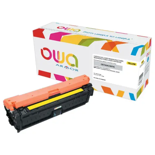 Toner &eacute;q. HP CE742A - Jaune - OWA 