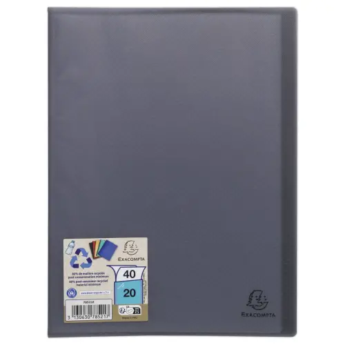 Protège-documents plastique recyclé - 40 vues - Noir - EXACOMPTA