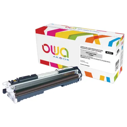 Toner éq. CANON 729 BK, HP CE310A - Noir - OWA