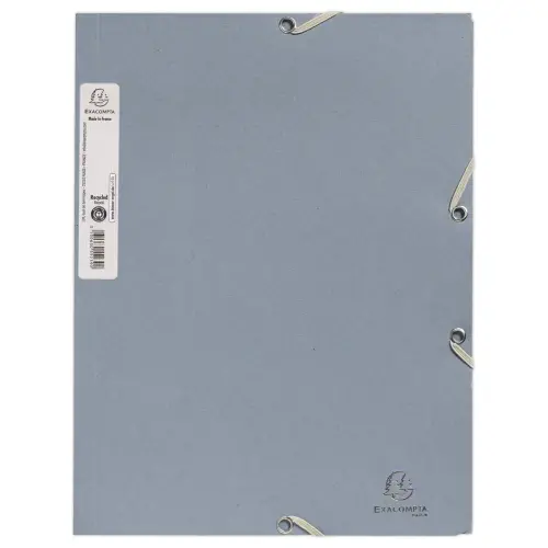 Chemise &eacute;lastiques 3 rabats - Carte recycl&eacute;e - Bleu gris - EXACOMPTA 