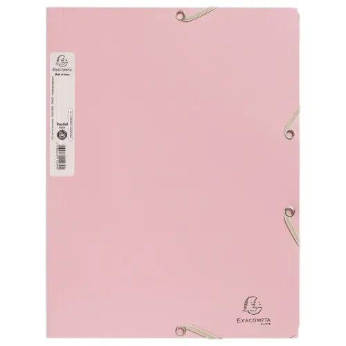 Chemise élastiques 3 rabats - Carte recyclée - Rose - EXACOMPTA