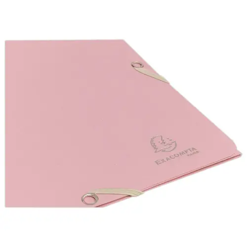 Chemise élastiques 3 rabats - Carte recyclée - Rose - EXACOMPTA