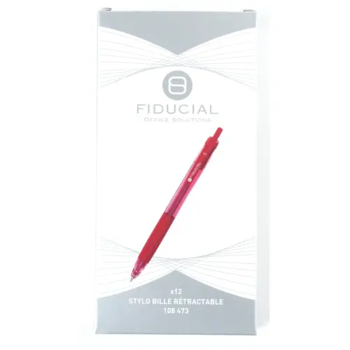 Stylo bille r&eacute;tractable - Avec grip - Ecriture moyenne - Rouge - FIDUCIAL 