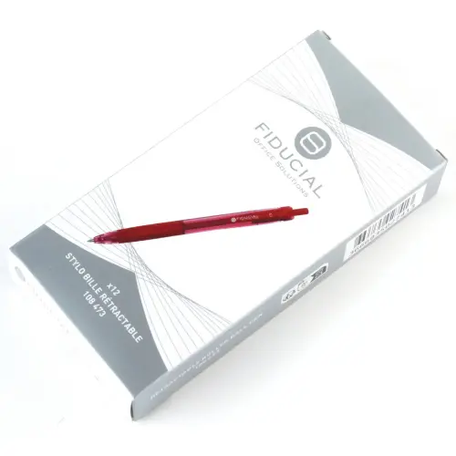 Stylo bille r&eacute;tractable - Avec grip - Ecriture moyenne - Rouge - FIDUCIAL 