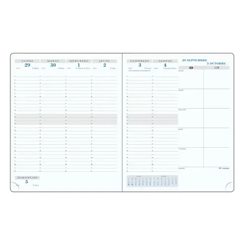 Agenda semainier  Winner - 18,5x22,5 cm - Bleu fonc&eacute; - Septembre &agrave; septembre - EXACOMPTA 