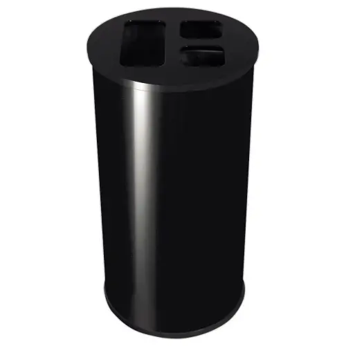 Collecteur tri s&eacute;lectif  - 3 compartiments - 60L - Noir. 