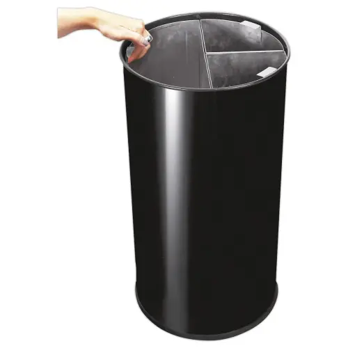 Collecteur tri s&eacute;lectif  - 3 compartiments - 60L - Noir. 