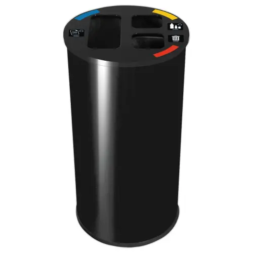 Collecteur tri s&eacute;lectif  - 3 compartiments - 60L - Noir. 