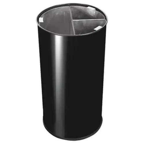 Collecteur tri s&eacute;lectif  - 3 compartiments - 60L - Noir. 