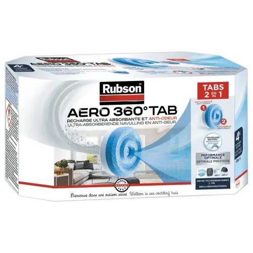4 Recharges pour absorbeur d'humidit&eacute; Aero 360 - Rubson 