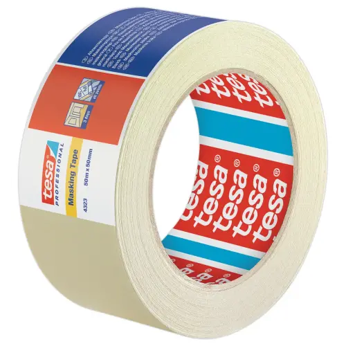 Rouleau d'adhésif de fixation en papier crêpé - 50 m x 50 mm - Tesa