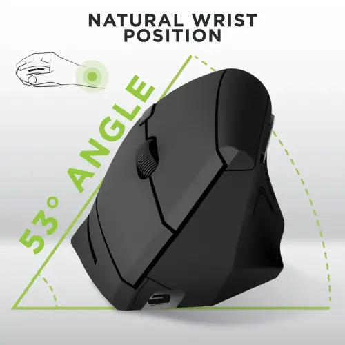 Souris ERGO sans fil - Verticale - Rechargeable - Noir - T'nB