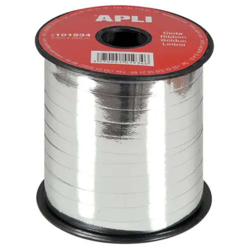 2 Rouleaux de ruban Bolduc argent / métal 7 mm x 250 m