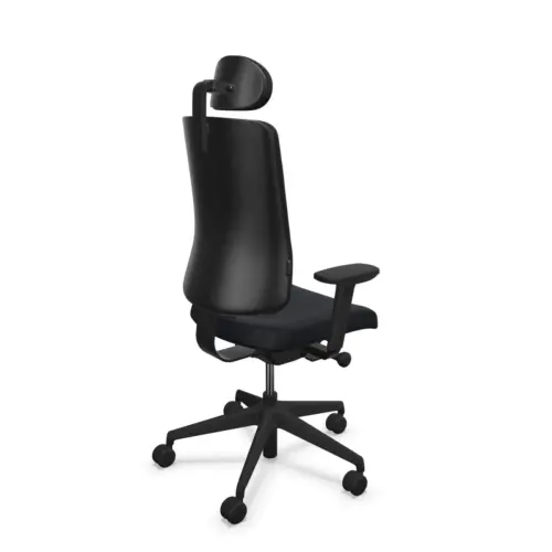 Siège ATILA ERGO tissu noir accotoirs 4D et têtière 3D monté
