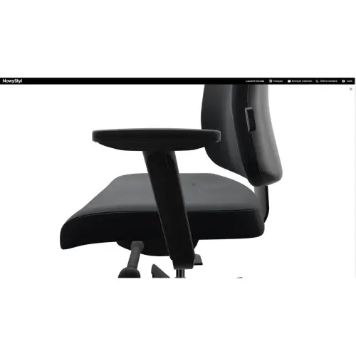 Siège ATILA ERGO tissu noir accotoirs 4D et têtière 3D monté
