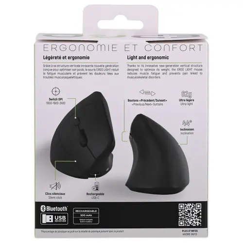 Souris ergo verticale ultra l&eacute;g&egrave;re - Noir - T'NB 