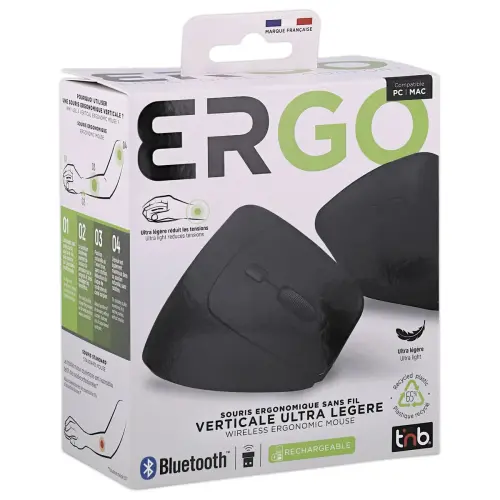 Souris ergo verticale ultra l&eacute;g&egrave;re - Noir - T'NB 