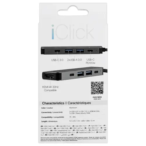 Hub USB-C 5 en 1 - Gris sidéral - T'NB