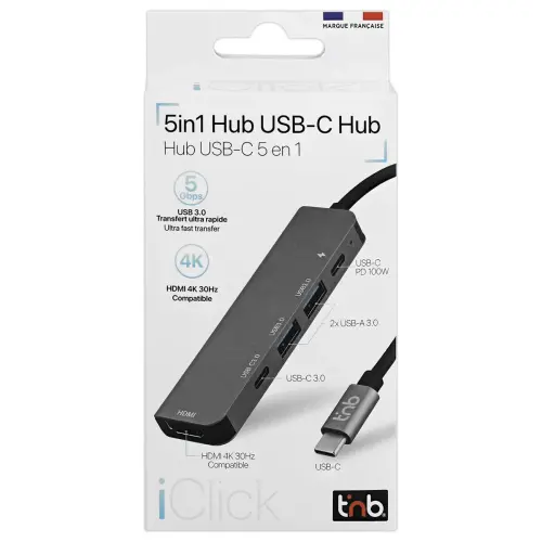 Hub USB-C 5 en 1 - Gris sidéral - T'NB