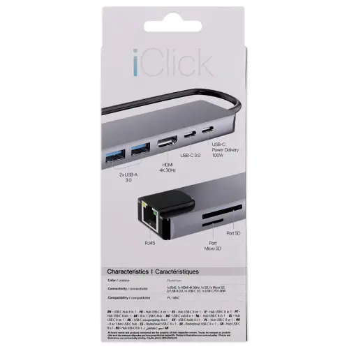 HUB USB-C 8 Ports en 1 HDMI 4K - T'NB