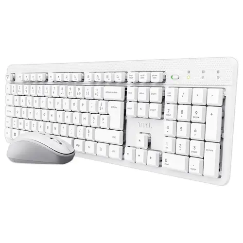 Pack Clavier + Souris Ambidextre & Silencieux - Sans fil - Blanc - TRUST