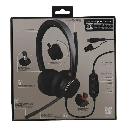 Casque-micro ACTIV 400S - USB-A/C - Noir - T'NB 