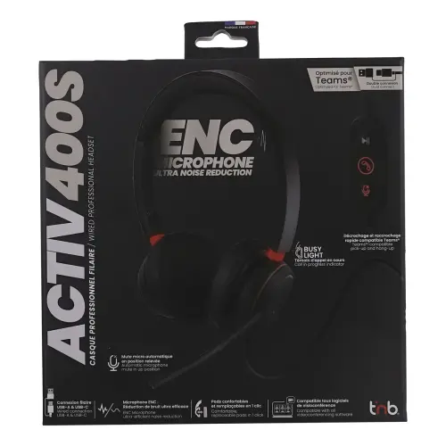 Casque-micro ACTIV 400S - USB-A/C - Noir - T'NB 