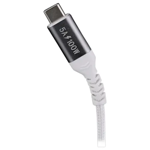 C&acirc;ble 100W 2m USB-C/USB-C - Tress&eacute; - Blanc - T'NB 