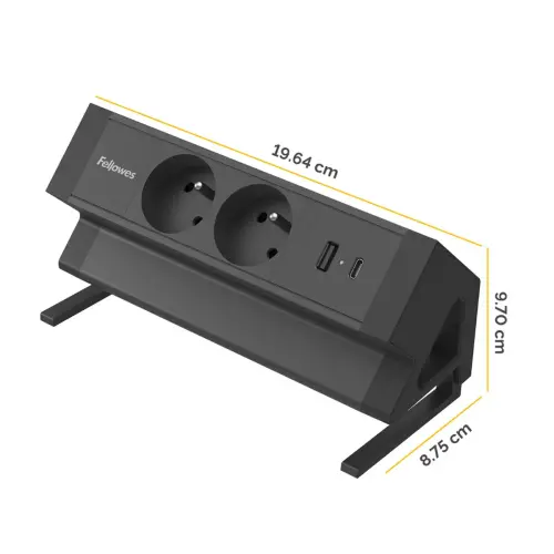 Unité d'Électrification - Power Desk 2 - USB-A USB-C - Noir - FELLOWES