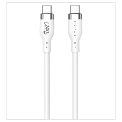 Câble Charge Rapide USB-C 240W 2m - Blanc - HYPERTEC