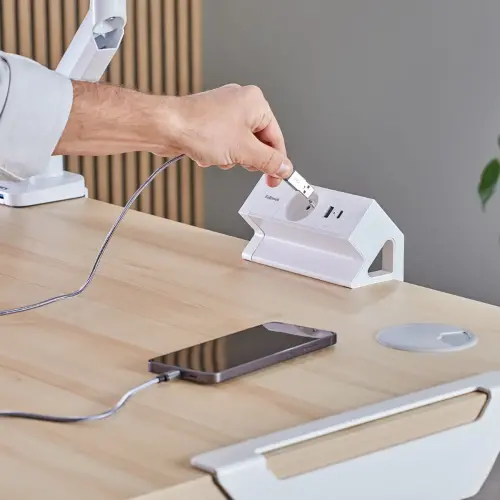 Unit&eacute; d'&Eacute;lectrification - Power Desk - USB-A USB-C - Blanc - FELLOWES 