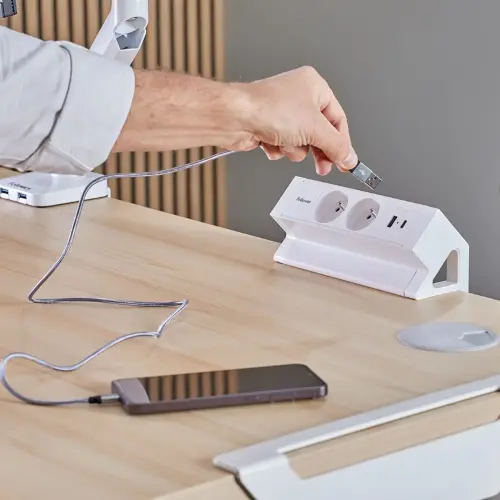 Unité d'Électrification - Power Desk 2 - USB-A & USB-C - Blanc - FELLOWES