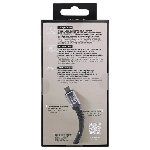 C&acirc;ble USB-4 2m - Renforc&eacute; et Ultra Rapide - T'NB 