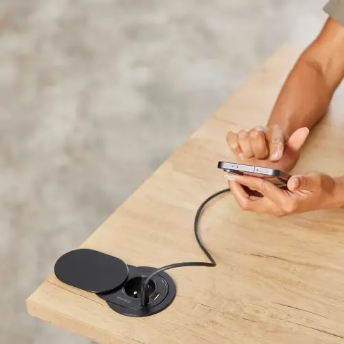 Prise Encastrable - Power Spot - USB-A & USB-C - Noir- FELLOWES