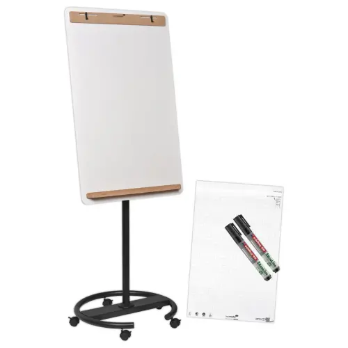 Tableau Pivotant 90° à Roulettes en Acier Céramique & Bois Naturel - LEGAMASTER