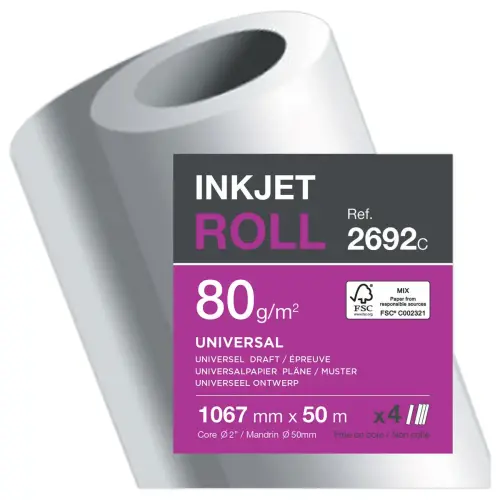 4 Rouleaux de papier non couché CLAIREFONTAINE 1,067 x 50 m - 80g