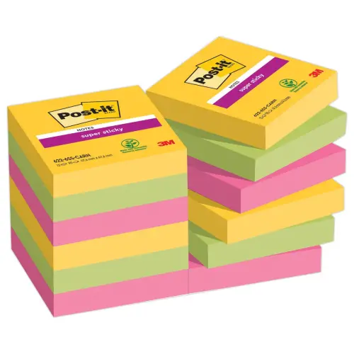 12 Notes repositionnables - 47,6 x 47,6 mm - Carnival - 90 feuilles - POST IT