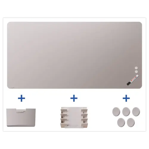Tableau en Verre Mat Magn&eacute;tique 100x200 + Kit - Gris- LEGAMASTER 