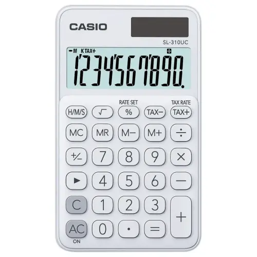 Calculatrice de poche SL-210UC – 10 chiffres – Blanc – CASIO