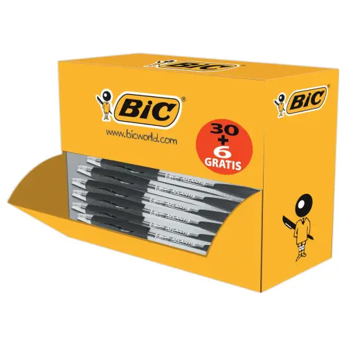 36 Stylos bille r&eacute;tractables Atlantis - Pack de 30 + 6 gratuits - Noir - BIC 