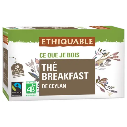 20 sachets de thé de Ceylan "Breakfast" équitable et bio