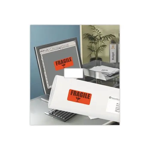 25 Planches d'étiquettes fluorescentes 99,1x38,1 - rouge - AVERY