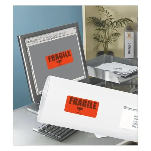 25 Planches d'étiquettes fluorescentes 99,1x38,1 - rouge - AVERY