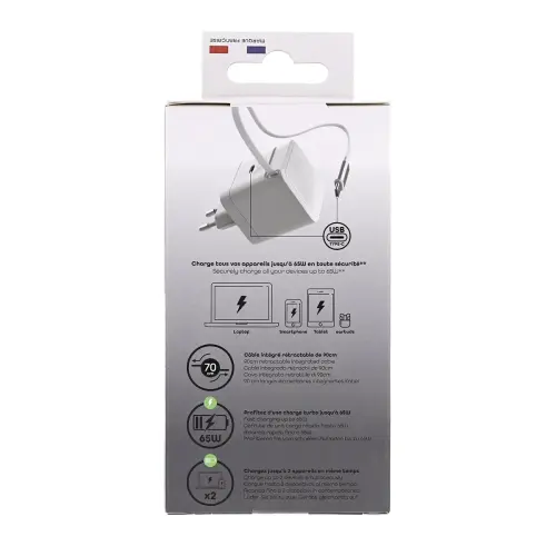 Chargeur GAN 3 USB 65W + c&acirc;ble 