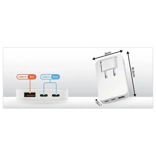 Chargeur Gan Pliable - Charge Rapide 3 ports - T'NB
